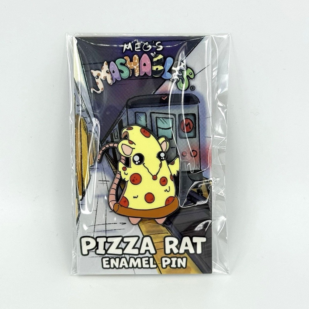Meg's Mashables Pizza Rat Enamel Pin 2025 NYCC Exclusive Subway Design NWT Rare - Picture 2 of 3